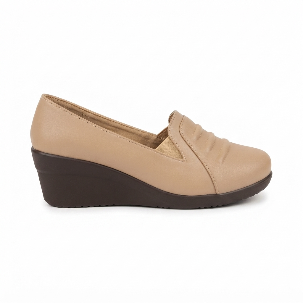 Women’s Synthetic Lycra Wedge Pumps with PU Sole and Cushion Padding