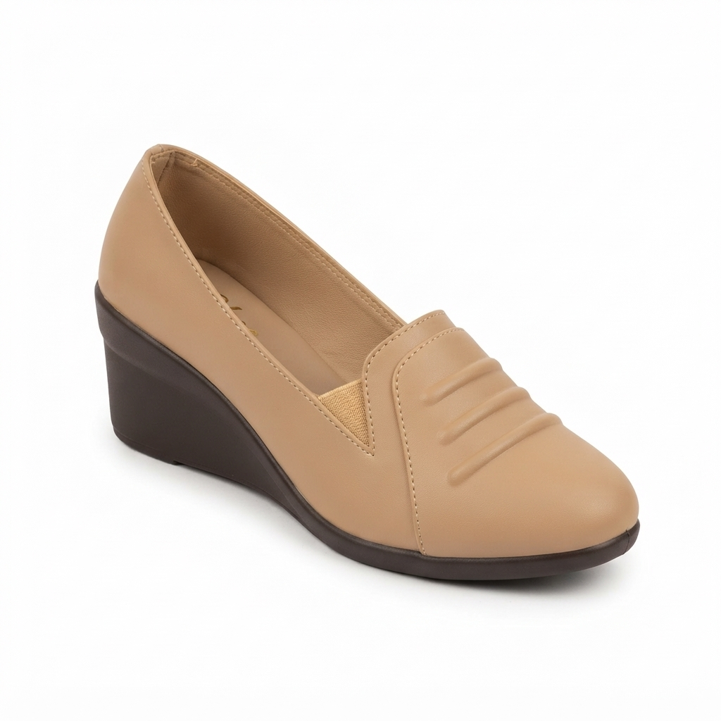 Women’s Synthetic Lycra Wedge Pumps with PU Sole and Cushion Padding
