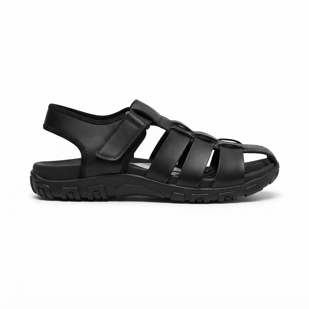 Men's Casual Closed Toe Sandals with Synthetic Upper, Cushioned Footbed and Durable PU Sole | Comfortable Adjustable Strap Sandals for Daily Wear