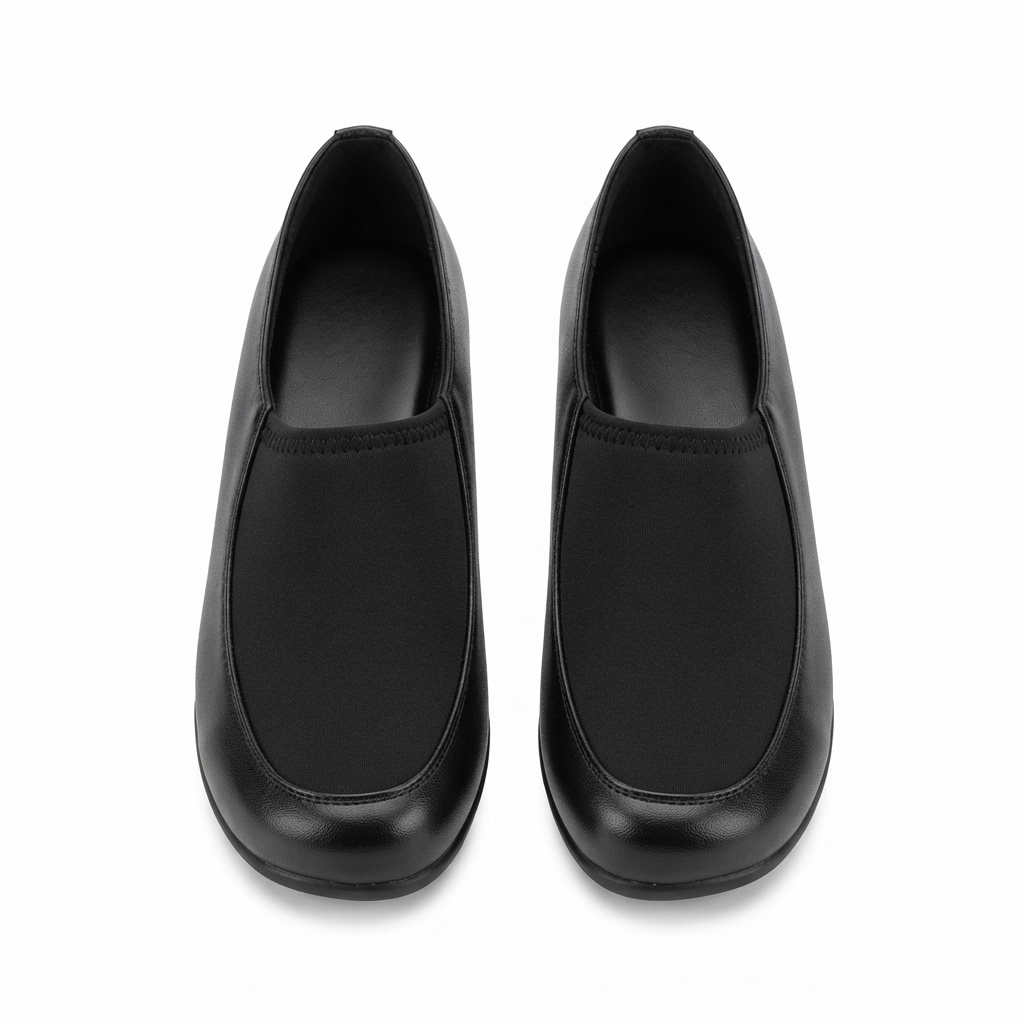 Women's Formal Block Heel Bellies with Synthetic Lycra Upper, Cushioned Footbed & PU Sole | Black & Brown