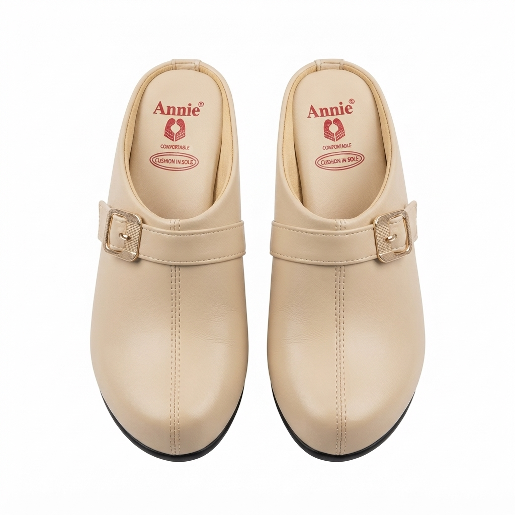 Women’s Fashion Wedge Heel Slip-On Mule Sandals with Buckle Strap | Synthetic Upper & Cushioned PU Sole