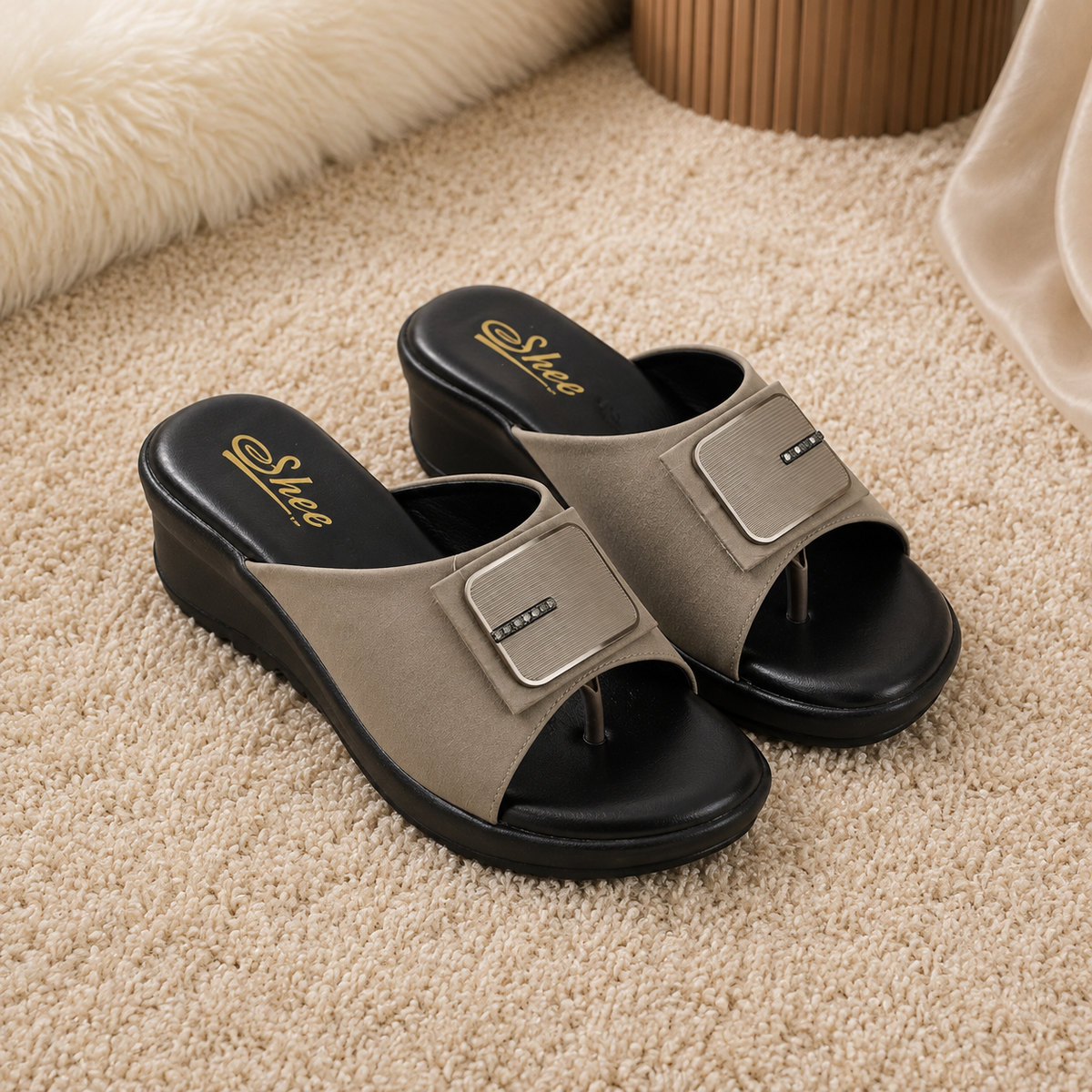 Women's Fashion Cushioned Wedge Chapples | Synthetic Lycra Upper | Airmix Sole | Soft Cushion Padding | Slip-On Open Toe Comfort Sandals for Daily Wear, Casual & Outdoor Use (Copy)