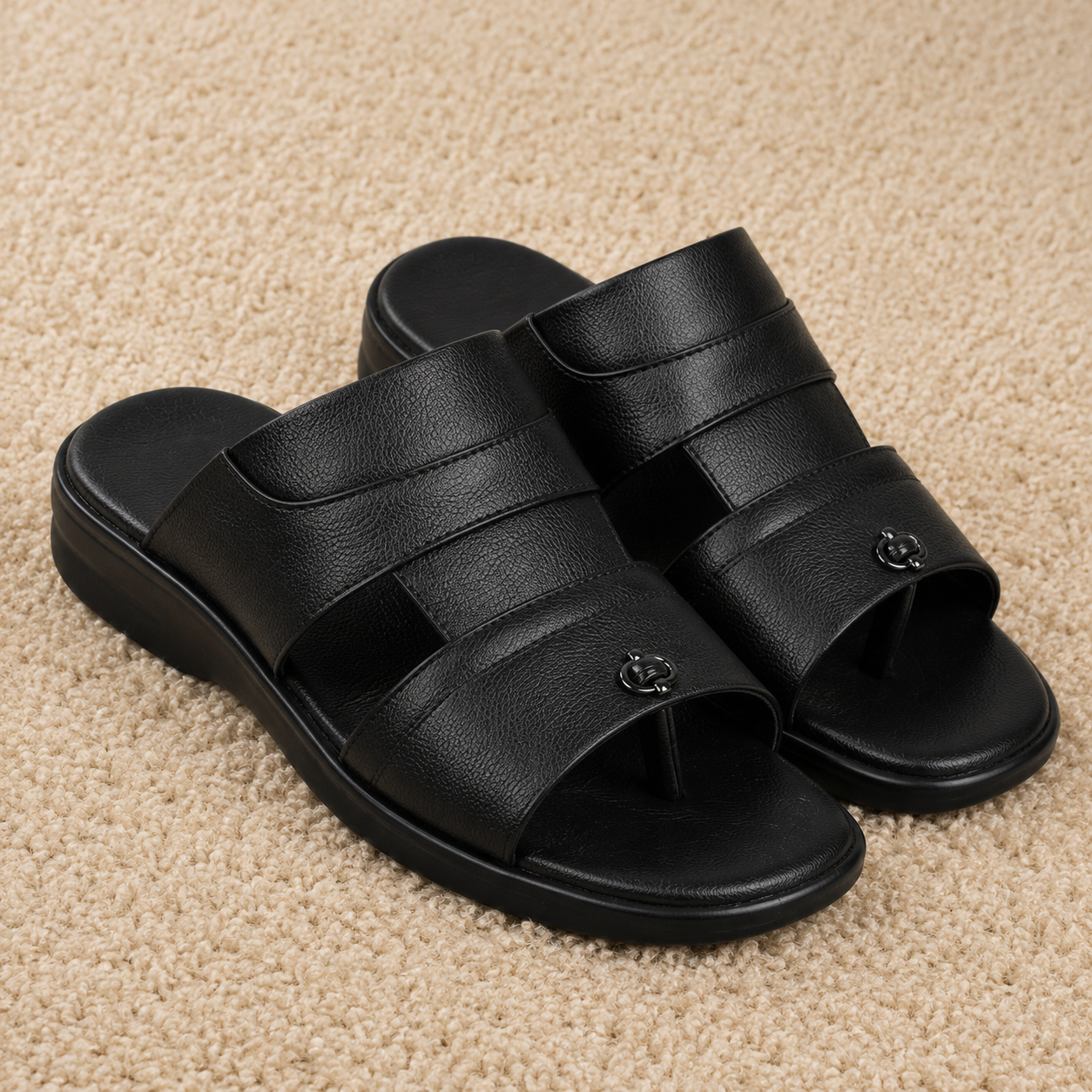 Men’s Cushioned chapples with Leather Upper, PU Mix Sole, Padded Footbed & Comfortable Slip-On Design for Daily Wear