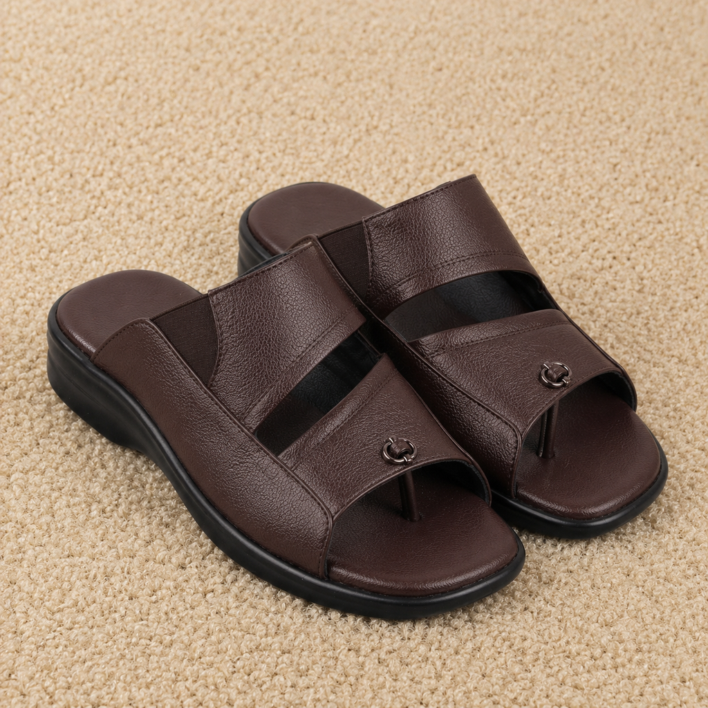 Men’s Fashion chapples with Leather Upper, PU Mix Sole, Padded Footbed & Comfortable Slip-On Design for Daily Wear