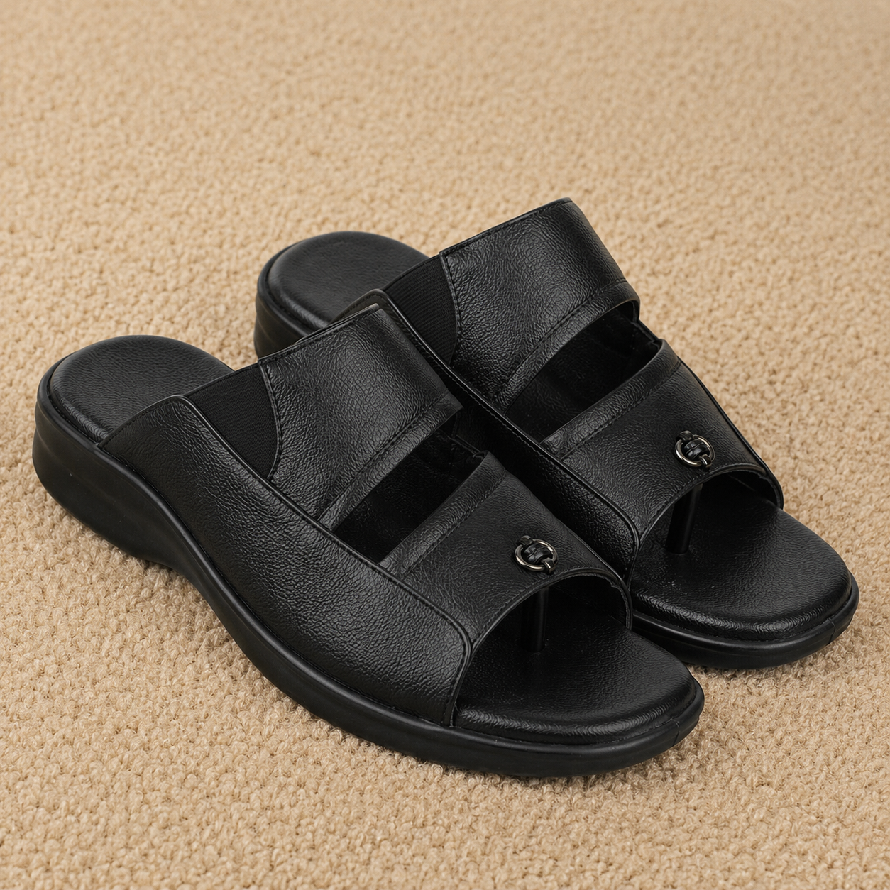 Men’s Fashion chapples with Leather Upper, PU Mix Sole, Padded Footbed & Comfortable Slip-On Design for Daily Wear