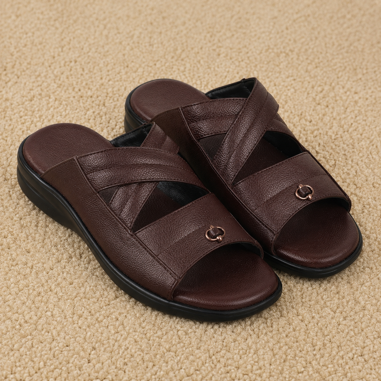 Cushioned chapples with Leather Upper, PU Mix Sole, Soft Padded Footbed & Comfortable Slip-On Design for Daily Wear
