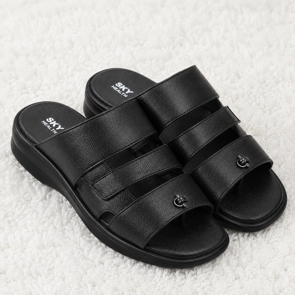Men’s Cushioned chapples with Leather Upper, PU Mix Sole, Soft Padded Footbed, Comfortable Lightweight Slip-On Sandals for Daily Casual Indoor & Outdoor Wear
