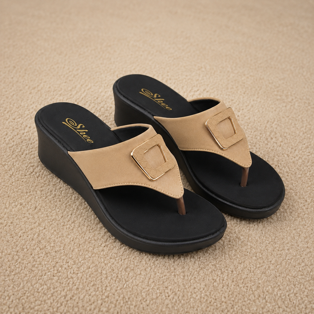 Women’s Stretchable Lycra Toe-Post Wedge Chapples | Soft Cushioned Footbed & Anti-Slip Airmix Sole