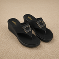 Women’s Stretchable Lycra Toe-Post Wedge Sandals | Soft Cushioned Footbed & Anti-Slip Airmix Sole