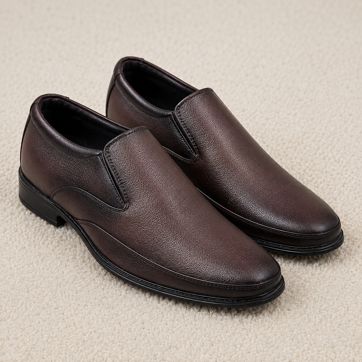 Men's Formal Dress Shoes - Textured Synthetic Leather Derby Shoes for Office Wedding Business | Comfort Cushioned Insoles, Durable Lightweight PU Sole Classic Slip-on Footwear