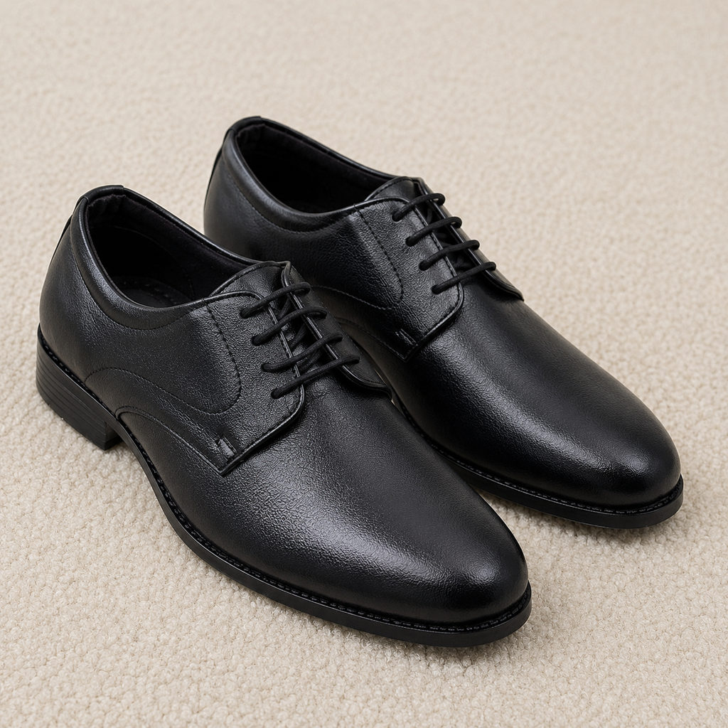 Classic Men's Lace-Up Formal Shoes – Durable Lightweight PU Sole Classic Lace Up Footwear