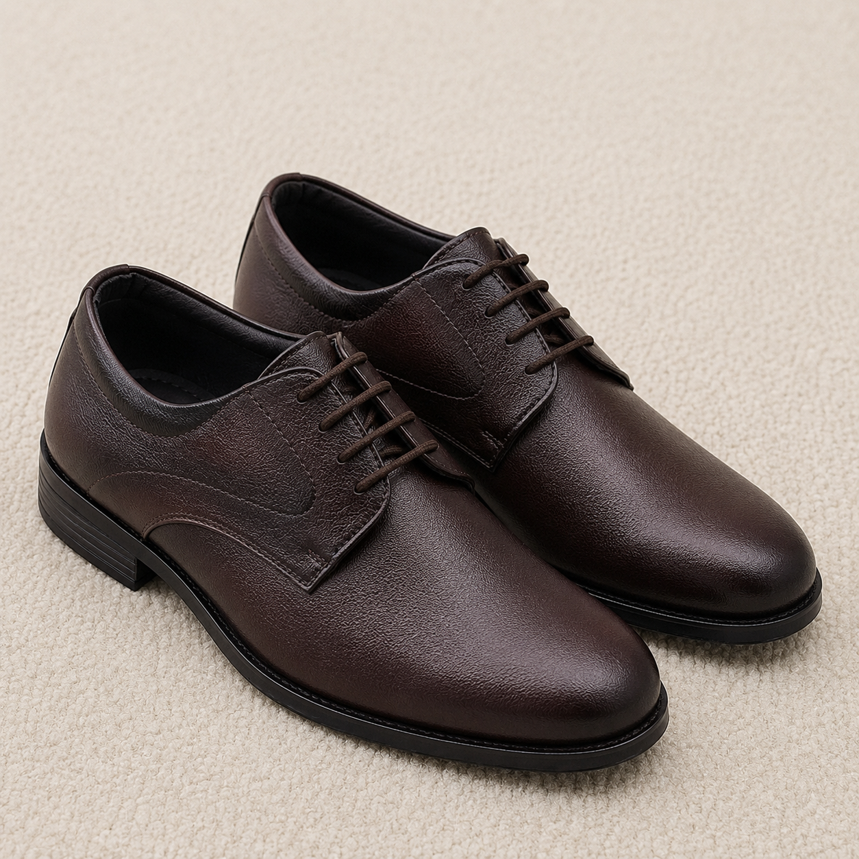 Classic Men's Lace-Up Formal Shoes – Durable Lightweight PU Sole Classic Lace Up Footwear
