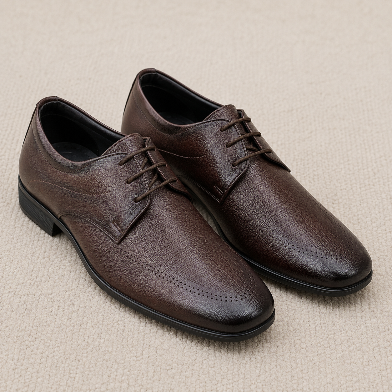Men's Classic Lace-Up Formal Shoes – Durable Lightweight PU Sole Classic Lace Up Footwear