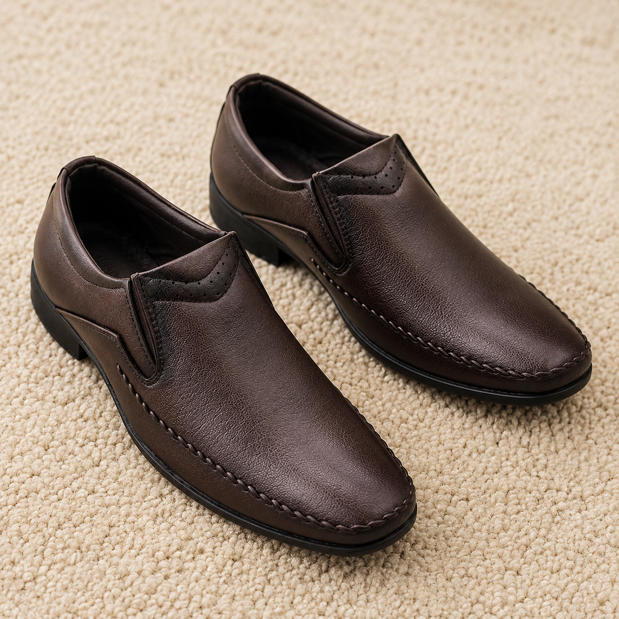 Classic Men's Formal Slip-On Shoes for Corporate Office, Business Meetings & Formal Events, Synthetic Upper, Cushion Padding, and PU Sole