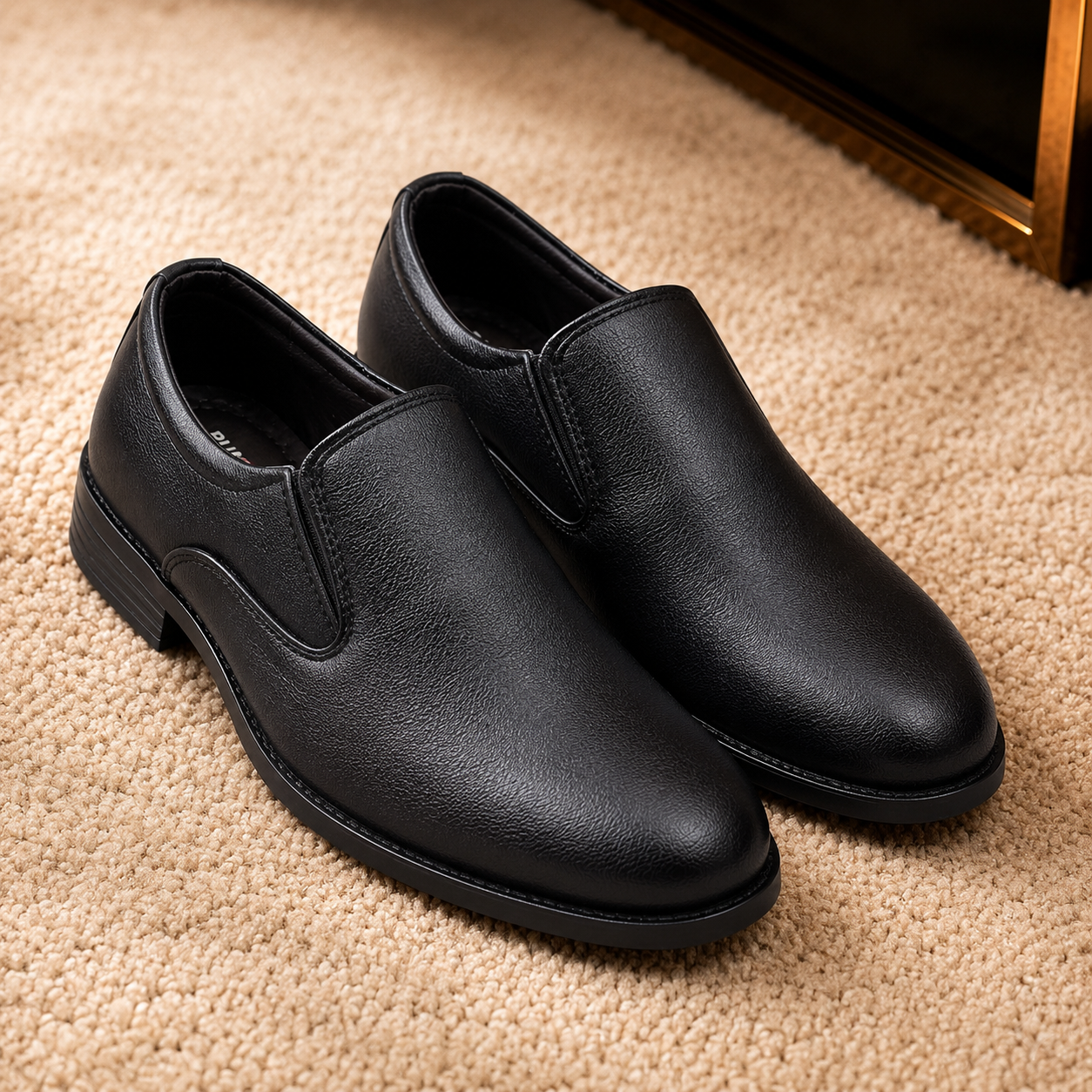 Men's Formal Slip-On Business Shoes with Synthetic Upper, Cushion Padding, and Durable PU Sole
