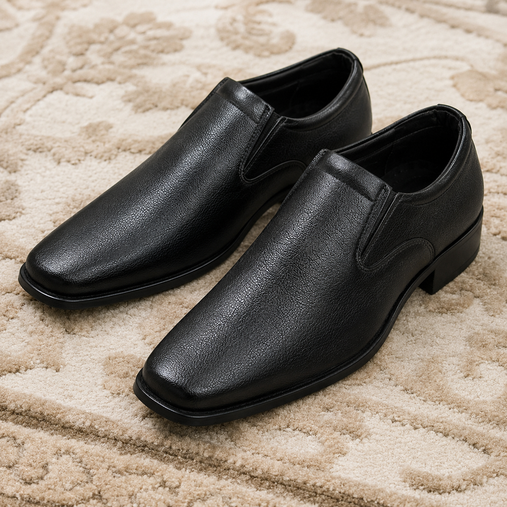Men's Formal Slip-On Shoes with Synthetic Upper, Cushion Padding, and Durable PU Sole