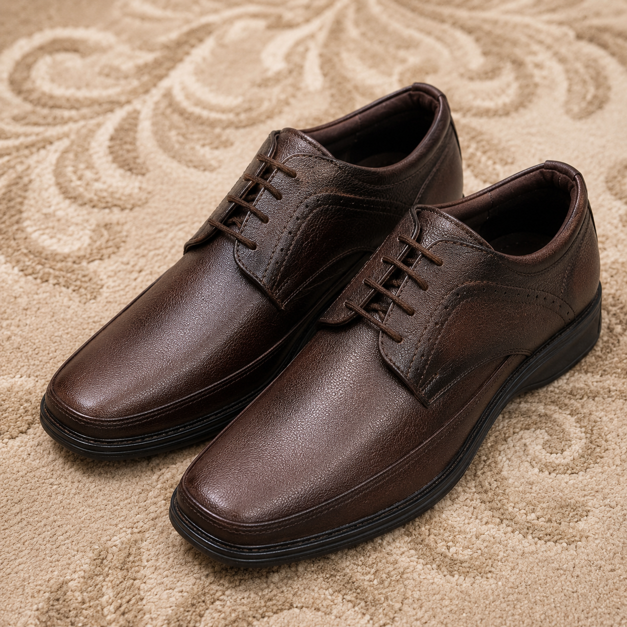 Classic Men's Derby Formal Shoes – Cushioned Comfort with PU Sole