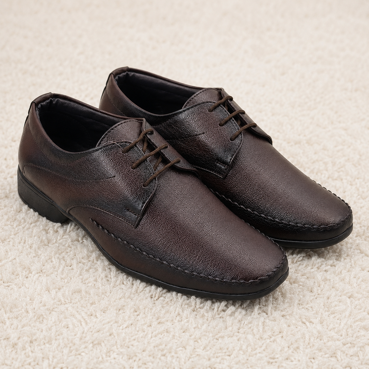 Men's Premium Lace-Up Formal Derby Shoes – Lightweight PU Sole & Cushioned Comfort