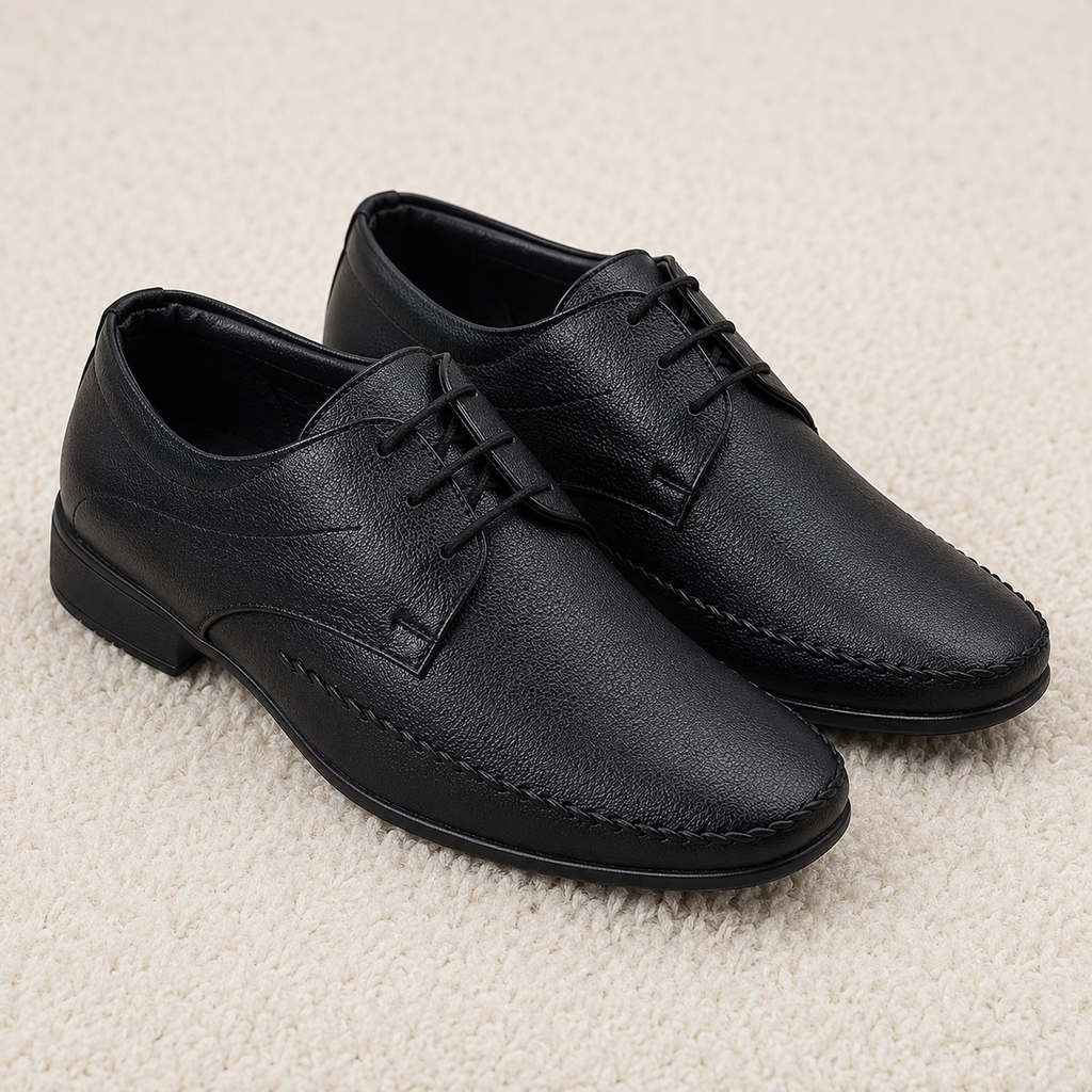 Men's Premium Lace-Up Formal Derby Shoes – Lightweight PU Sole & Cushioned Comfort