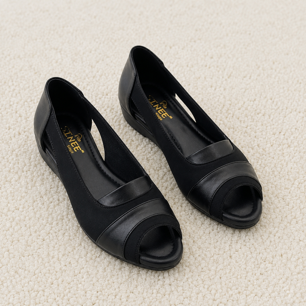 Women's Cushion Padding Peep-Toe Sandals | Dual-Texture Synthetic Upper with Elegant Cutouts & Lightweight Air-Mix Sole