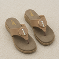 Women's Cushion Padding Comfort Slippers | Embellished T-Strap Synthetic Upper with Orthotic-Style Air-Mix Sole