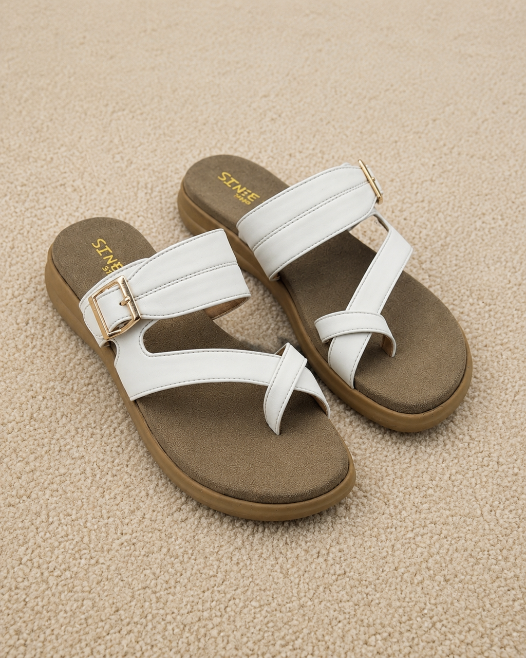 Women's Cushion Padding Comfort Sandals | Functional Buckle Strap Synthetic Upper with Ergonomic Air-Mix Sole