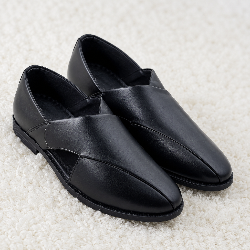 Men’s Synthetic Leather Slip-On Casual Shoes with Cushion Padding & PU Sole – Comfortable Everyday Footwear
