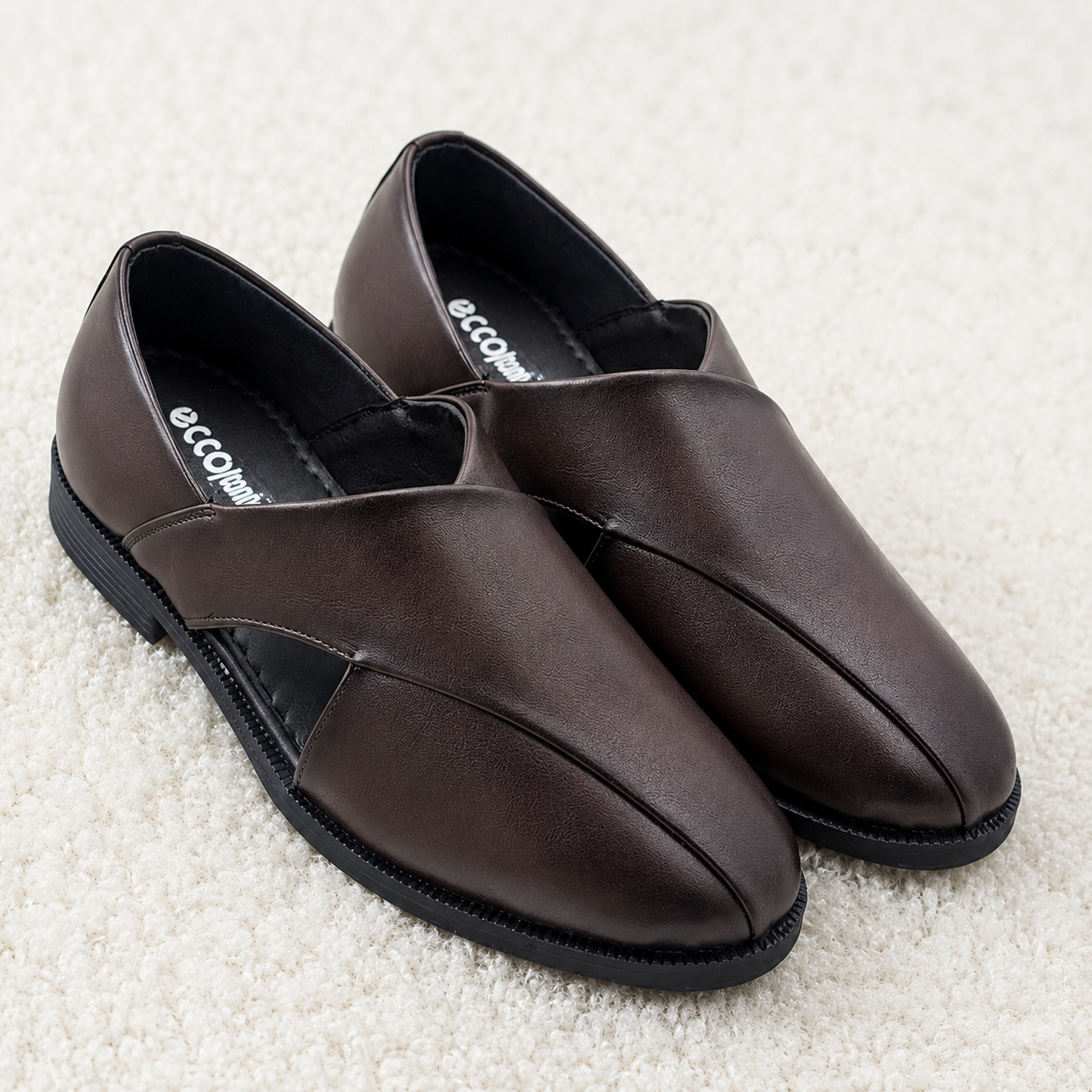 Men’s Synthetic Leather Slip-On Casual Shoes with Cushion Padding & PU Sole – Comfortable Everyday Footwear