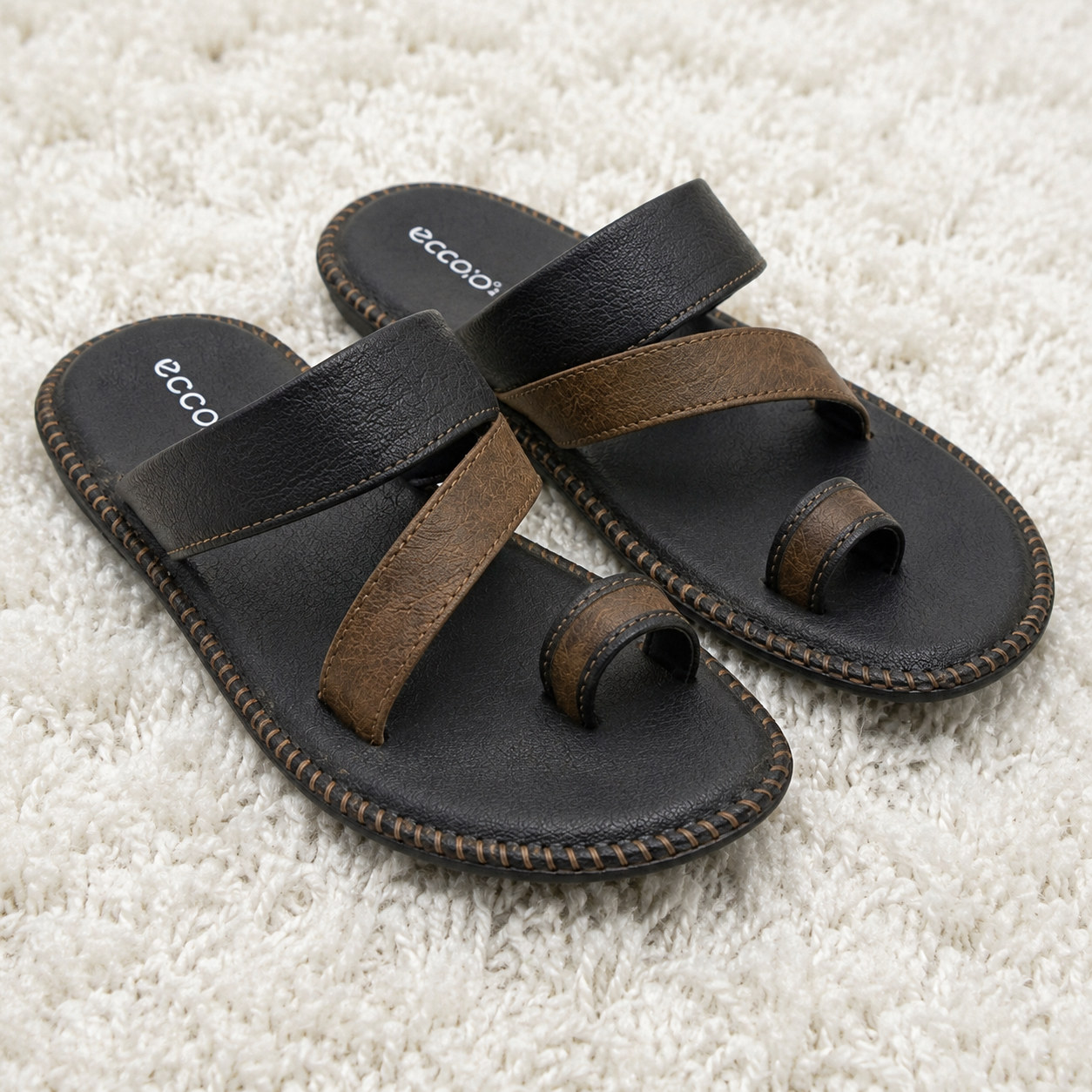 Men’s Cushioned Toe-Ring chapple with Air Mix Sole | Synthetic Upper Casual Comfort Slides