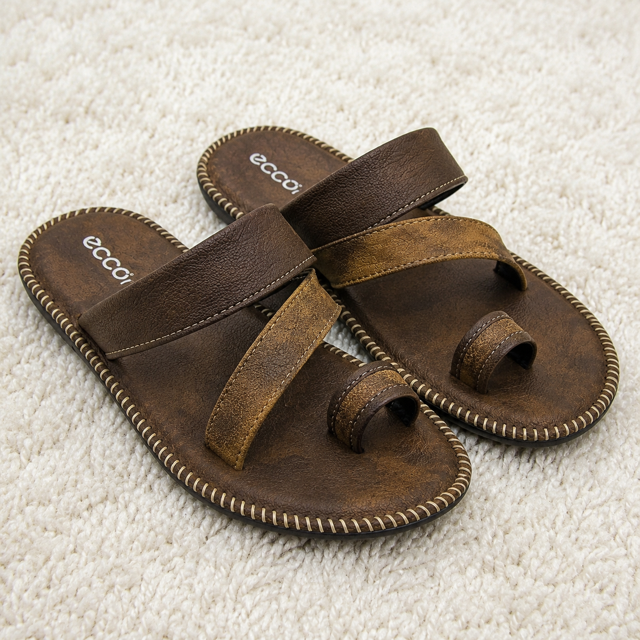 Men’s Cushioned Toe-Ring chapple with Air Mix Sole | Synthetic Upper Casual Comfort Slides