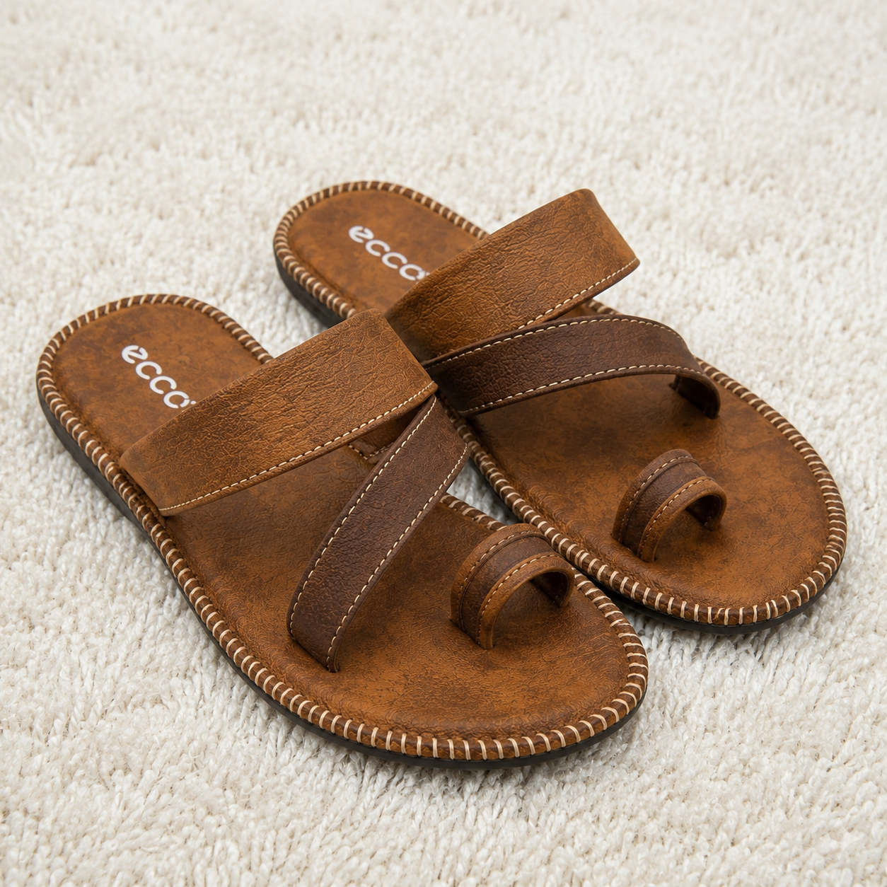 Men’s Cushioned Toe-Ring chapple with Air Mix Sole | Synthetic Upper Casual Comfort Slides
