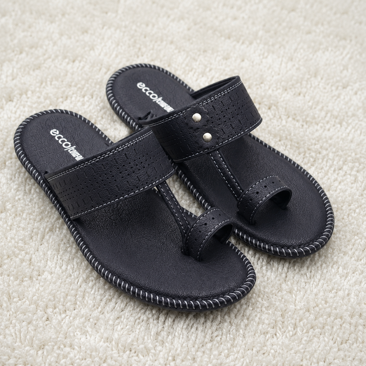 Men’s Synthetic Comfort chapple with Air Mix Sole & Cushion Padding | Casual Toe-Ring Slides