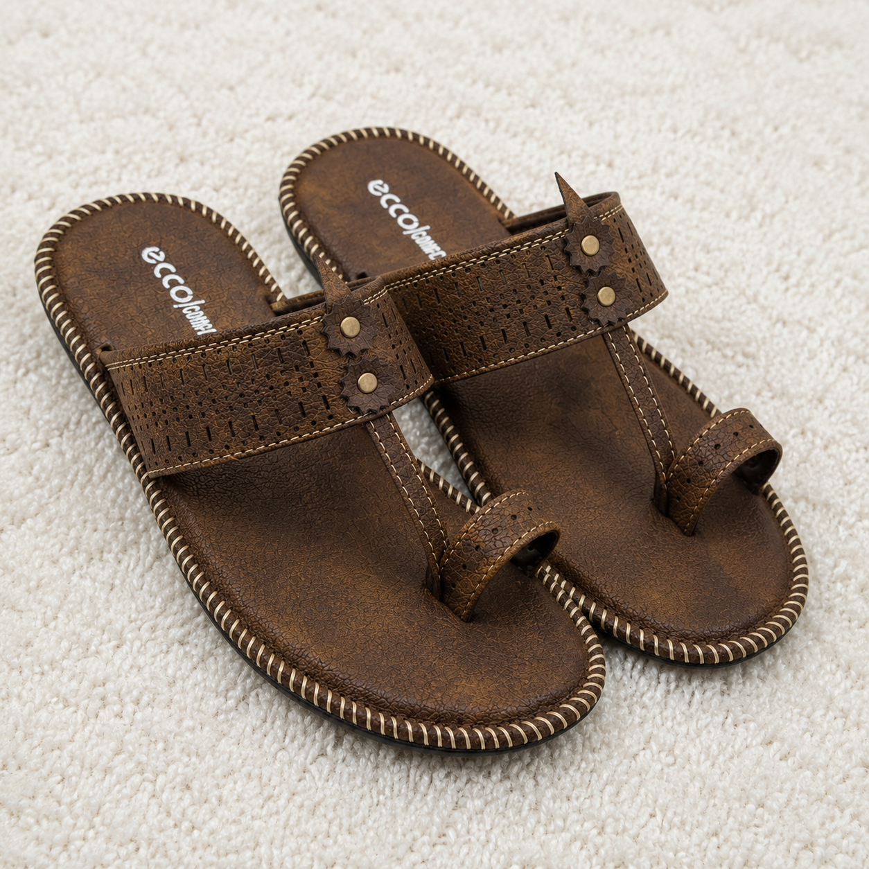 Men’s Synthetic Comfort chapple with Air Mix Sole & Cushion Padding | Casual Toe-Ring Slides