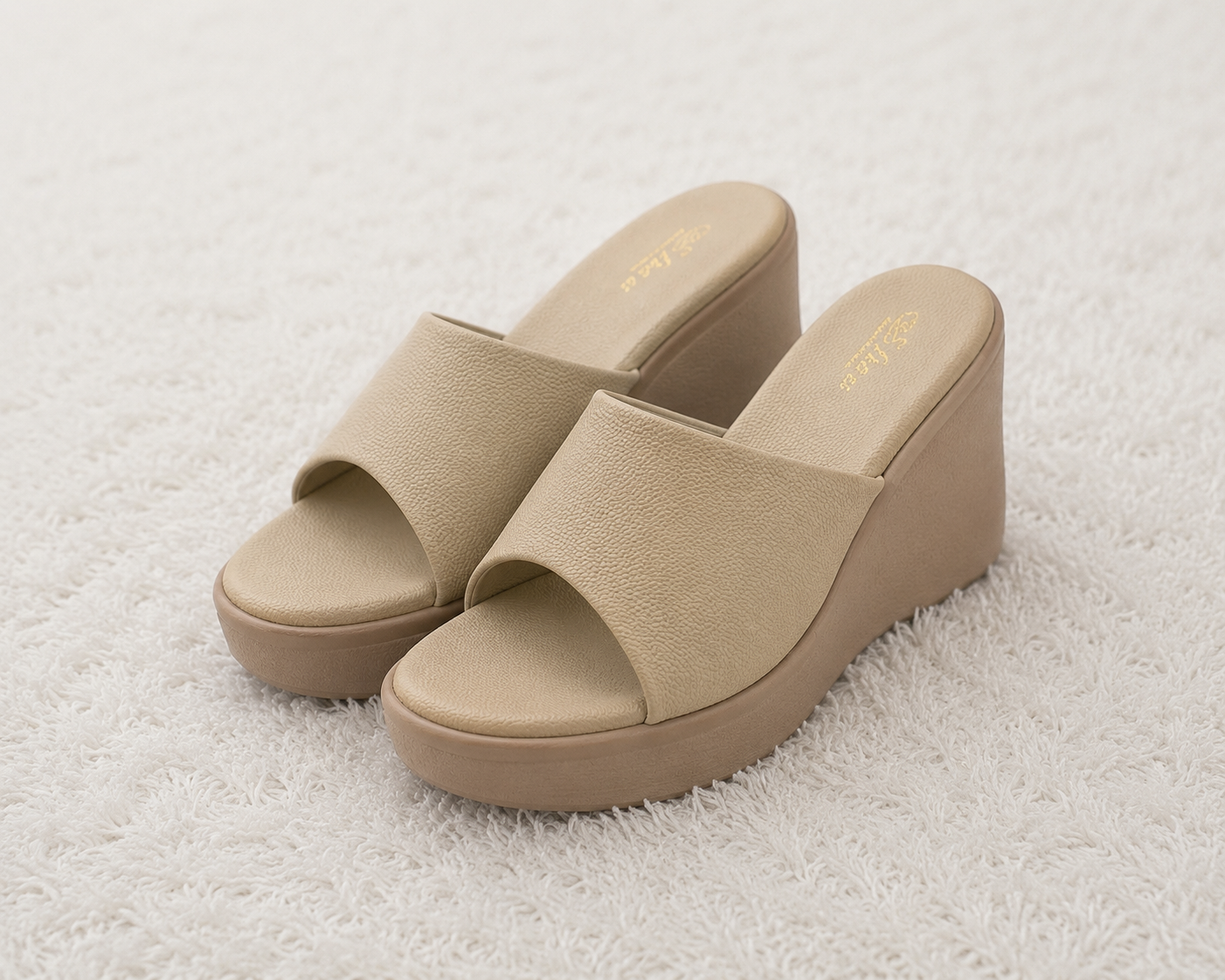 Women's High Platform Wedge Slippers with Textured Synthetic Upper and Premium Cushion Padding for All-Day Comfort