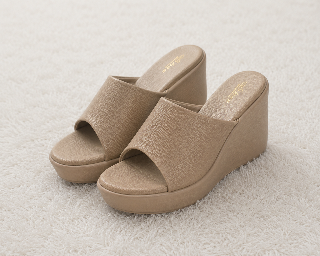 Women's High Platform Wedge Slippers with Textured Synthetic Upper and Premium Cushion Padding for All-Day Comfort