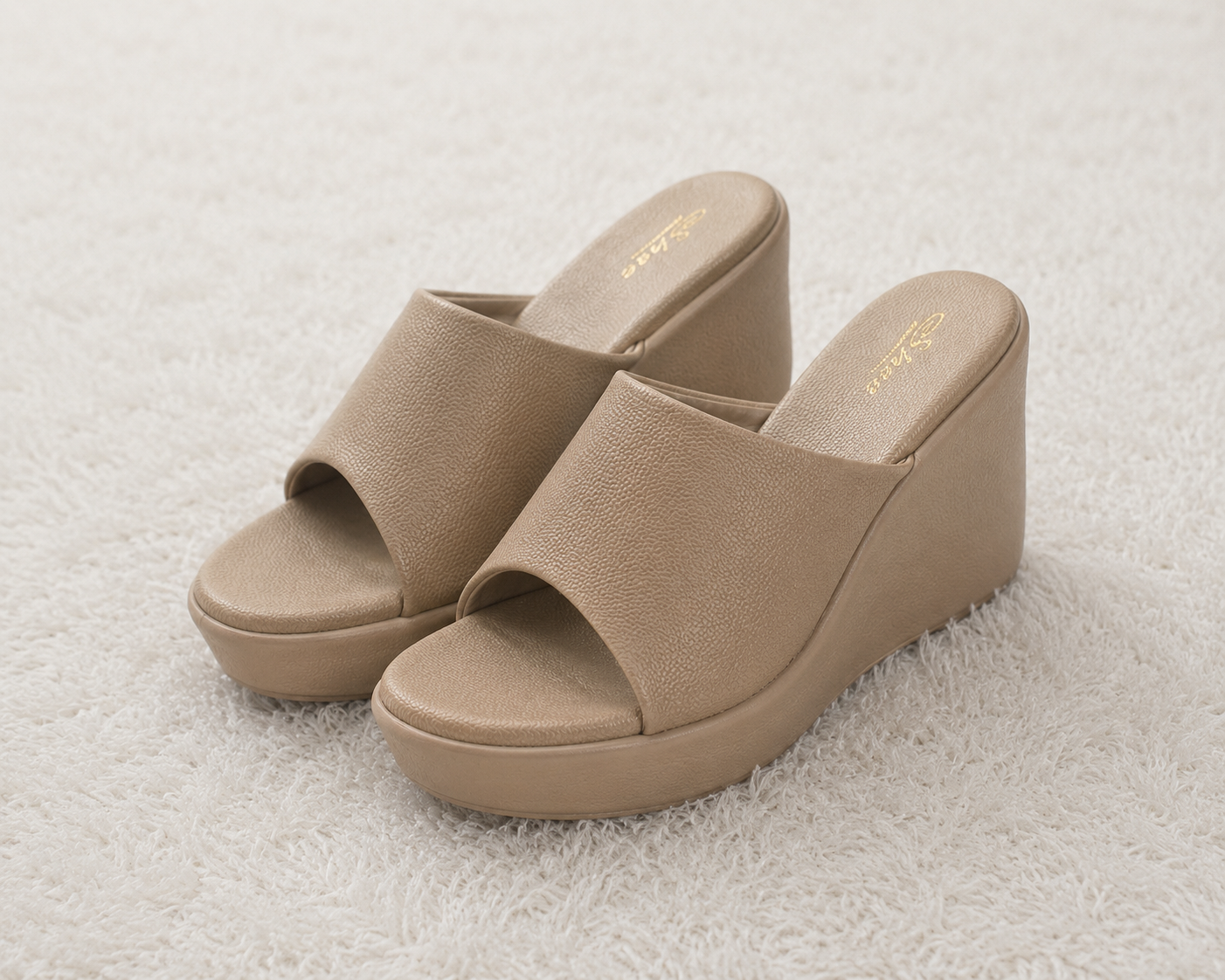 Women's High Platform Wedge Slippers with Textured Synthetic Upper and Premium Cushion Padding for All-Day Comfort