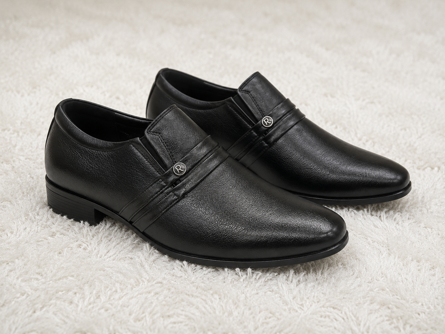 Men’s Formal Slip-On Shoes with Textured Synthetic Upper, Cushioned Interior, and Lightweight Air Mix Sole