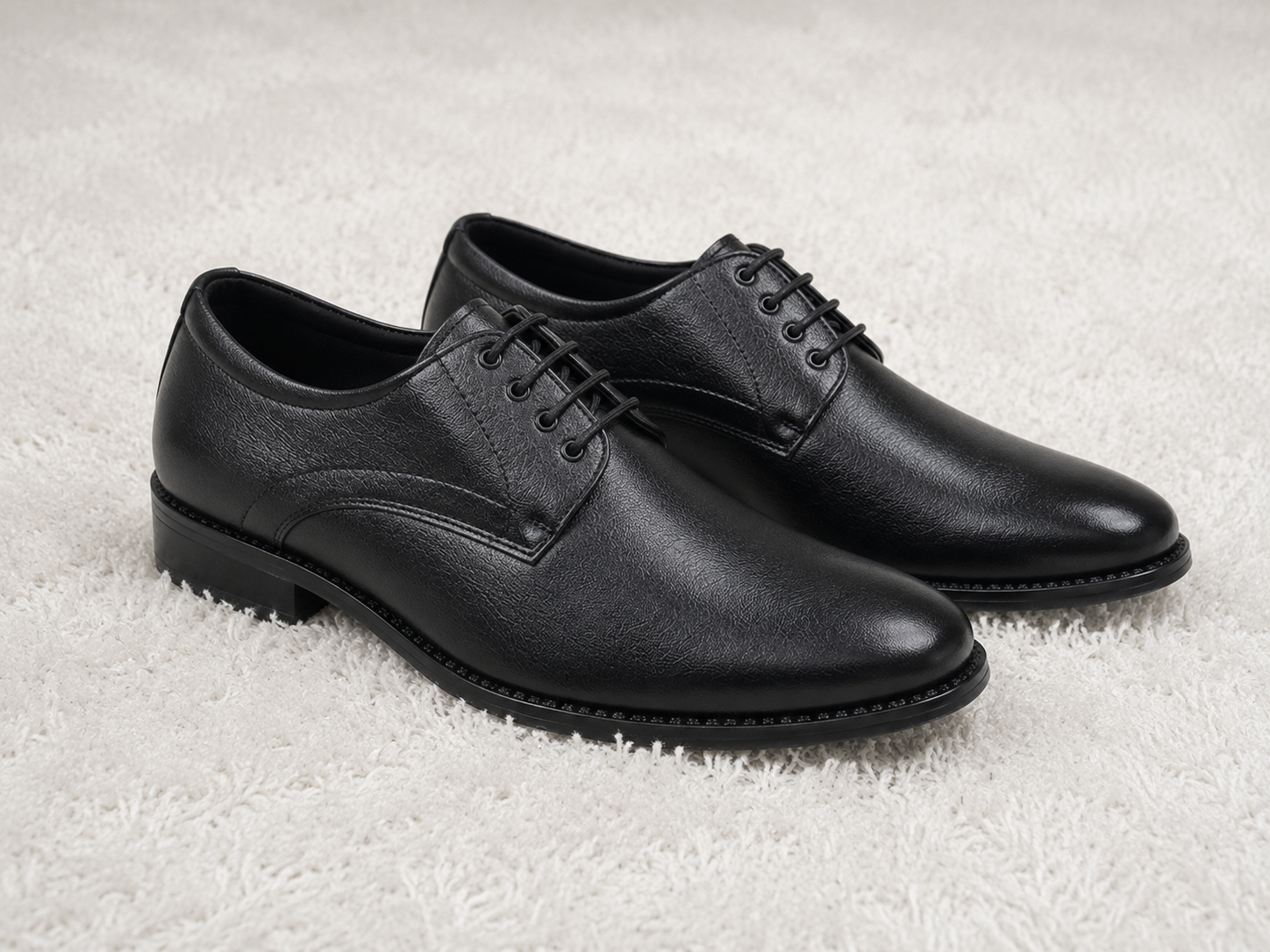 Men's Professional Textured Derby Shoes with Cushion Padding and Durable PU Sole