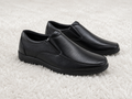 Men's Formal Slip-On Business Shoes with Textured Synthetic Upper, High-Density Cushion Padding, and Durable Rubber Sole