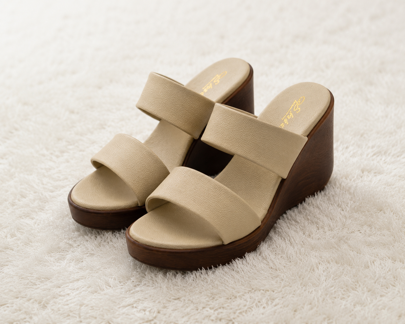 Timeless Elegance Dual-Strap Textured Wedge Sandals with Ultra-Soft Contoured Cushioning