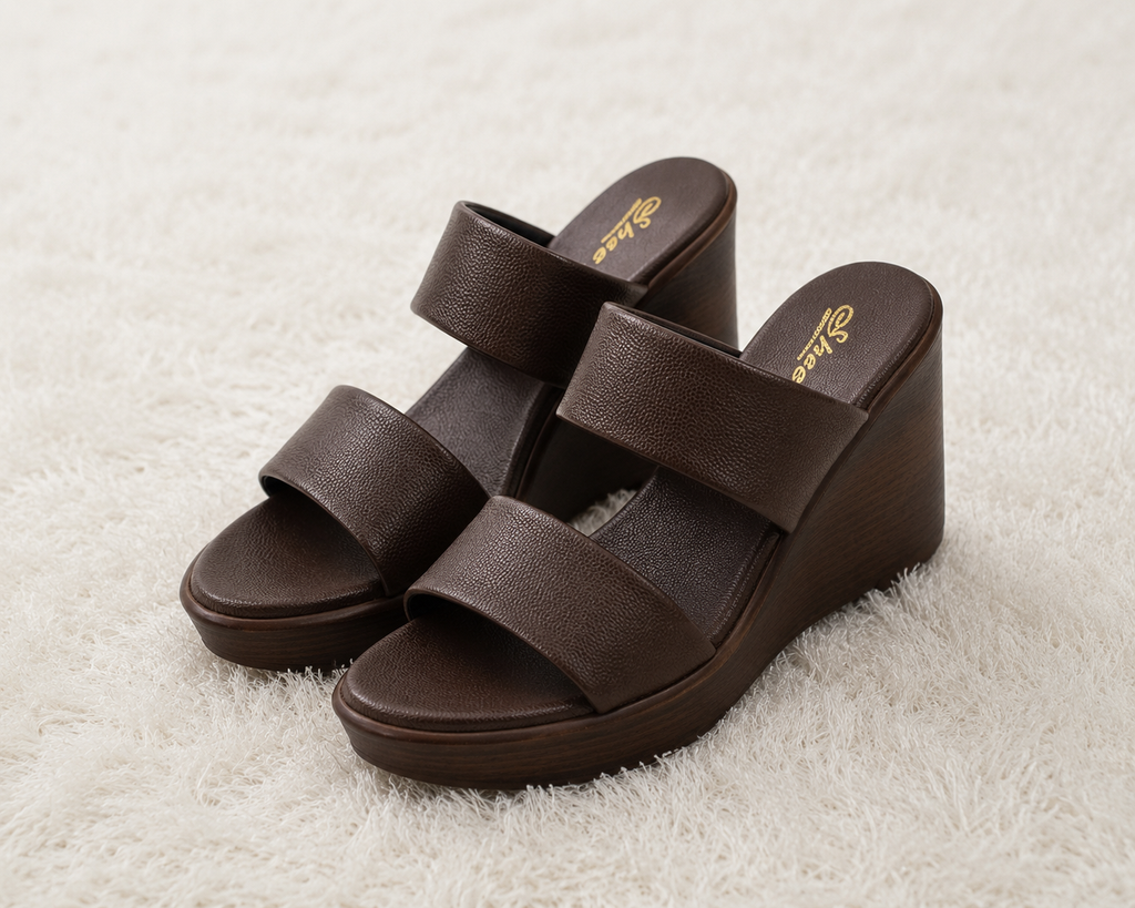 Timeless Elegance Dual-Strap Textured Wedge Sandals with Ultra-Soft Contoured Cushioning
