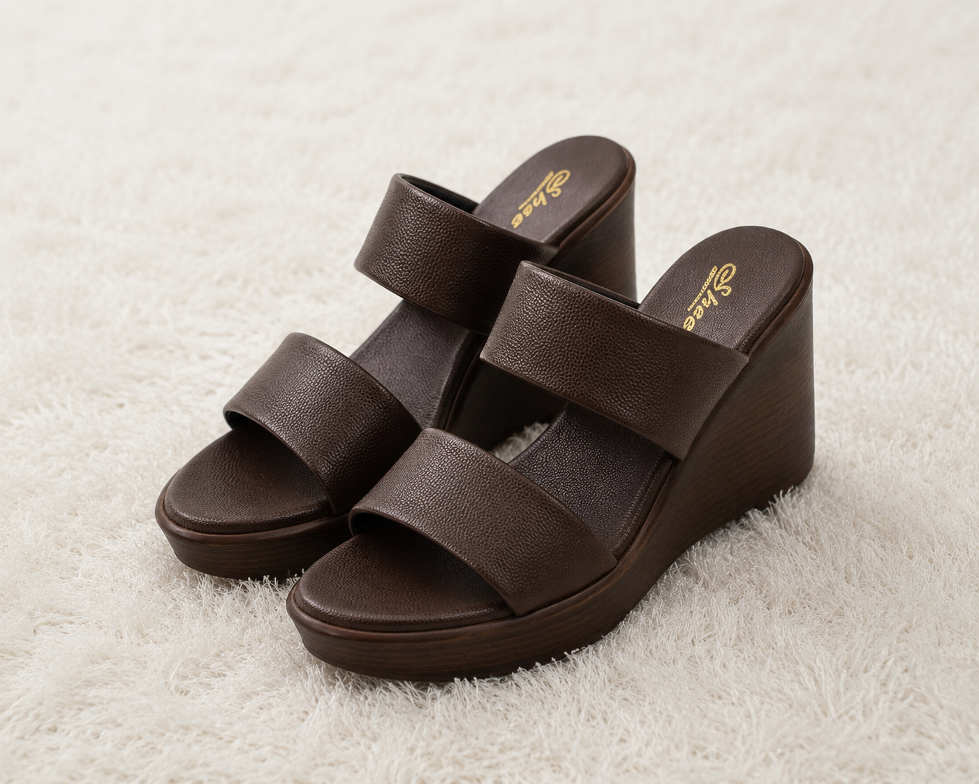 Timeless Elegance Dual-Strap Textured Wedge Sandals with Ultra-Soft Contoured Cushioning