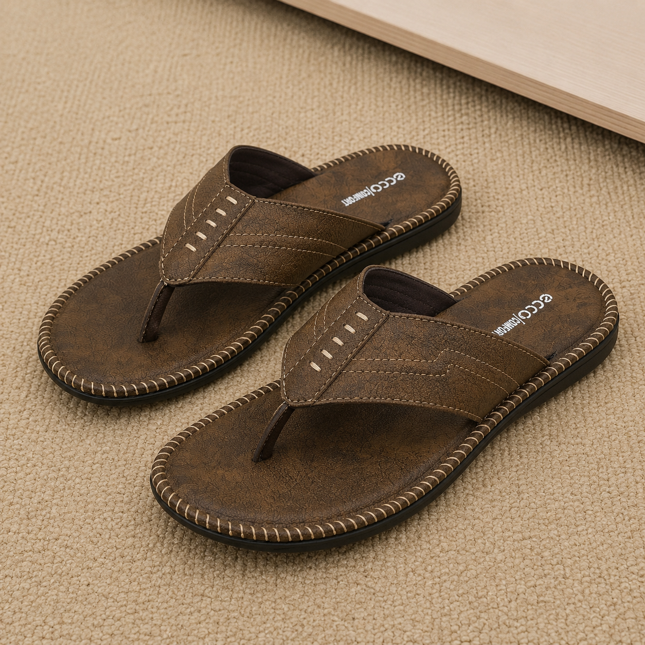 Comfort Men's Textured V-Strap chapples | Cushioned Synthetic Leather Thong Sandals with Durable Air-Mix Sole (Copy)