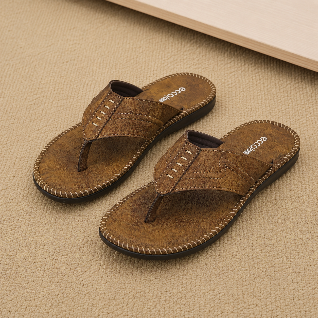 Comfort Men's Textured V-Strap chapples | Cushioned Synthetic Leather Thong Sandals with Durable Air-Mix Sole (Copy)