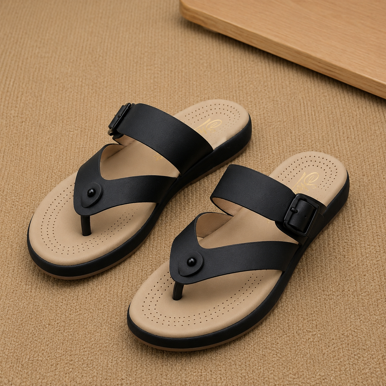 Gliders Women’s Comfort T-Strap chapples | Cushioned Acupressure-Style Footbed with Adjustable Buckle & Durable PU Sole