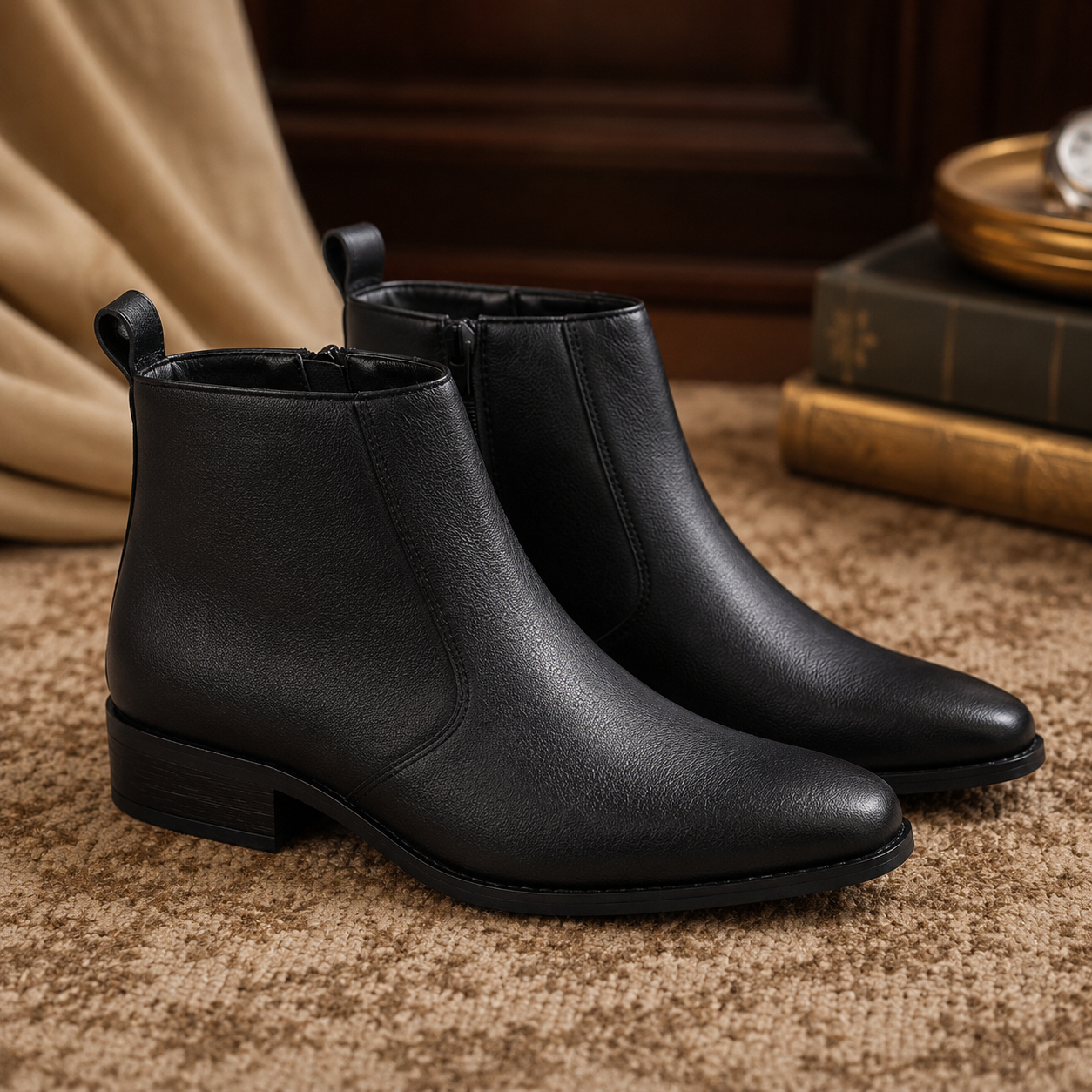 Men's Elegant Chelsea Boots | Synthetic Ankle Boots with Cushion Padding & Flexible PU Sole