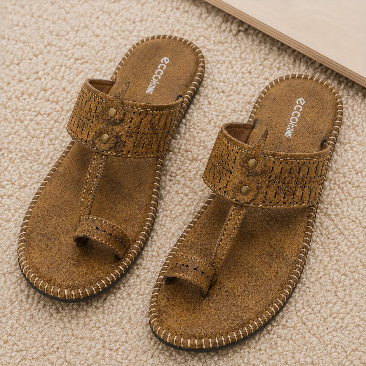 Men’s Synthetic Comfort chapple with Air Mix Sole & Cushion Padding | Casual Toe-Ring Slides