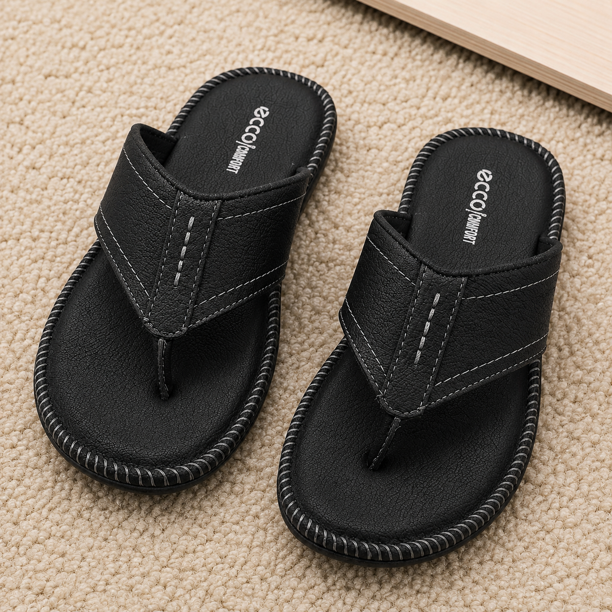 Comfort Men's Textured V-Strap chapples | Cushioned Synthetic Leather Thong Sandals with Durable Air-Mix Sole