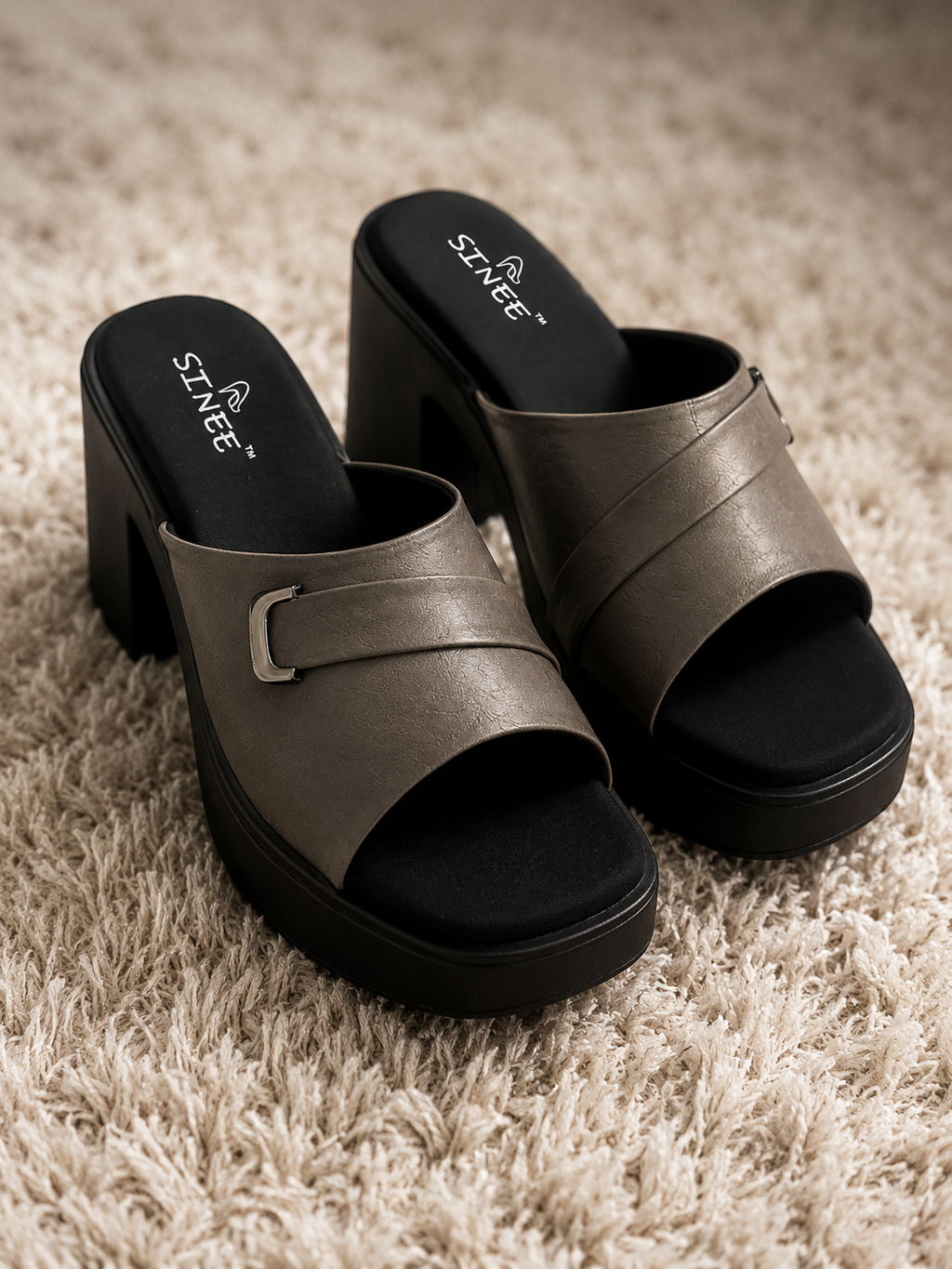 Women's Open Toe Block Heel Platform Slippers | Cushioned Comfort Slip-On Mules