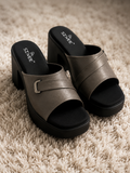 Women's Open Toe Block Heel Platform Slippers | Cushioned Comfort Slip-On Mules